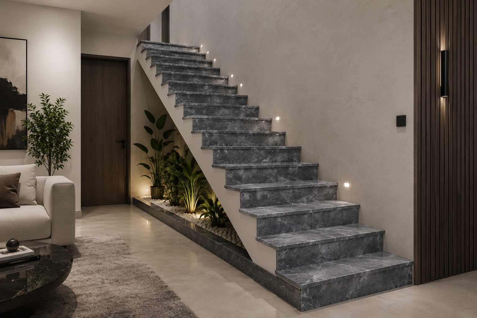 Set Treapta + Contratreapta din Marmura Afyon Grey