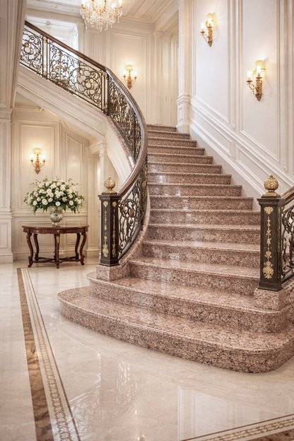 Set Treapta + Contratreapta din Granit Rosa KATRINA