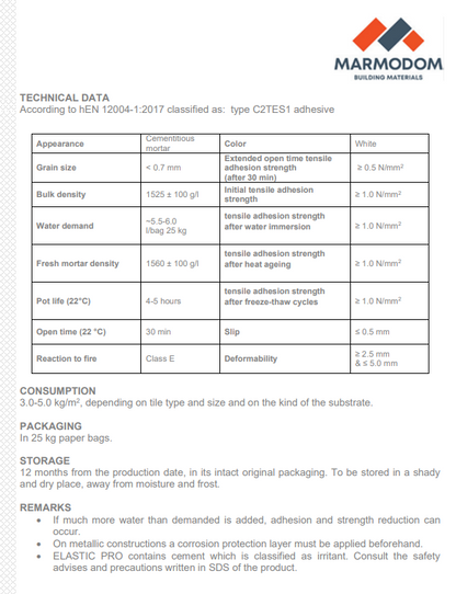 adeziv - alb - pro elastic - marmodom
