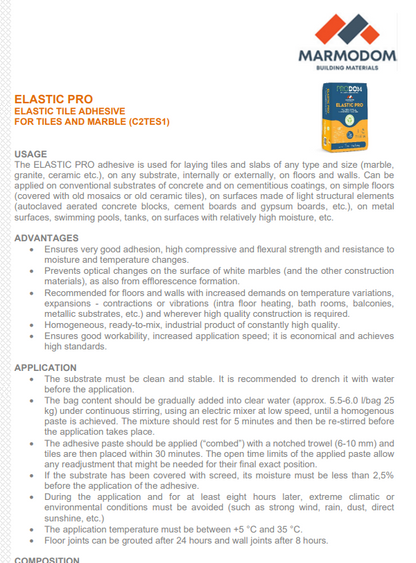 adeziv - alb - pro elastic - marmodom