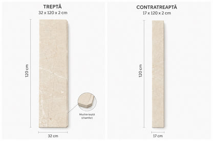 Set Treapta + Contratreapta din Marmura Crema Marfil